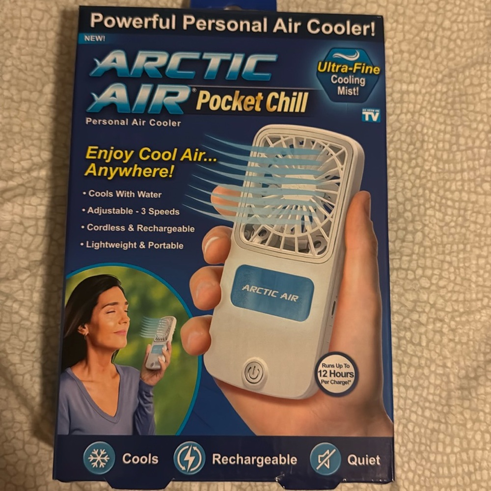 The Arctic Air Pocket Chill is a compact and portable evaporative cooler